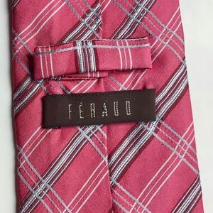 FERAUD pink with brown striped pattern all silk tie made in Italy 🇮🇹